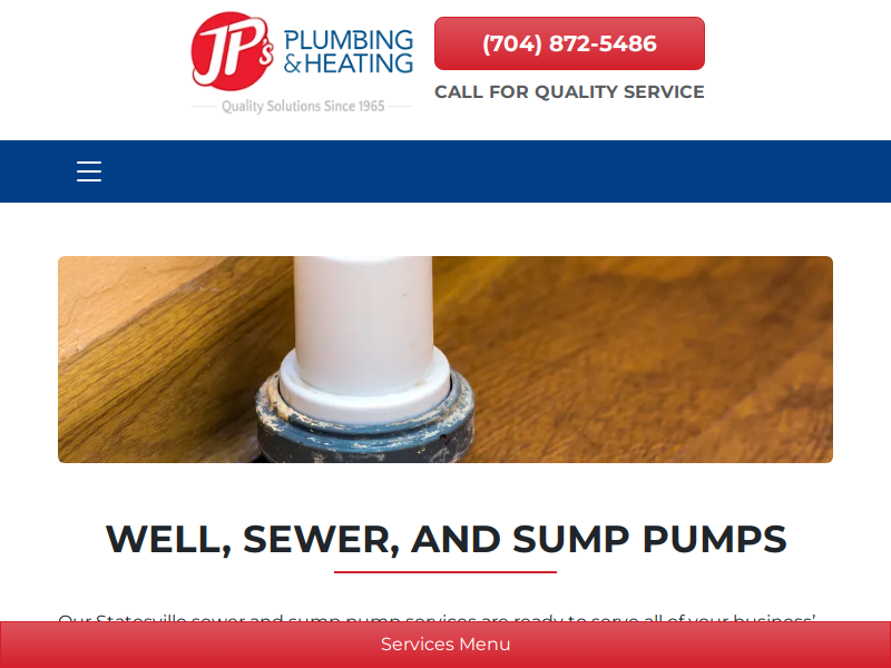 JP’s Plumbing and Heating • Commercial Services Wells, Sewers, and