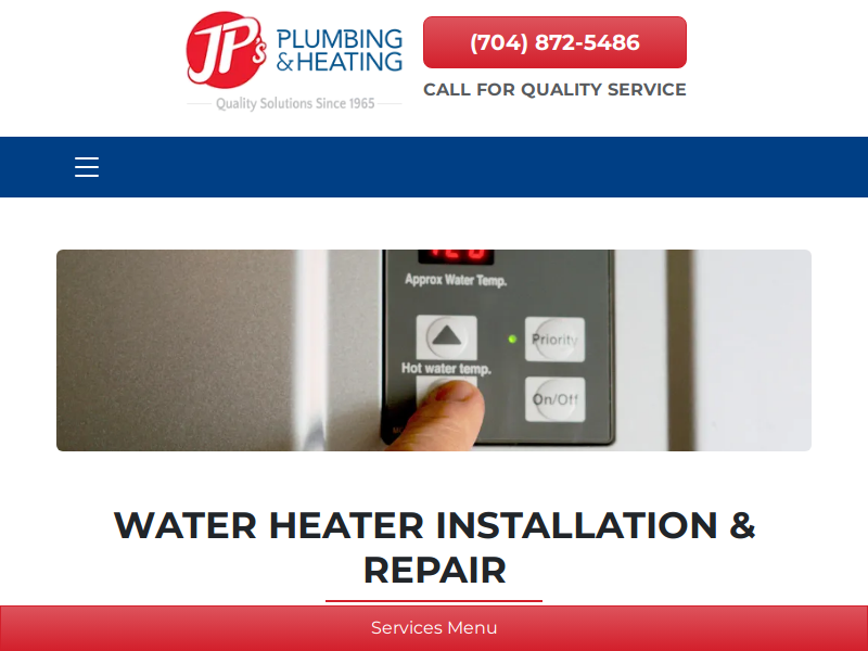 JP’s Plumbing and Heating • Residential Services Water Heater Sales