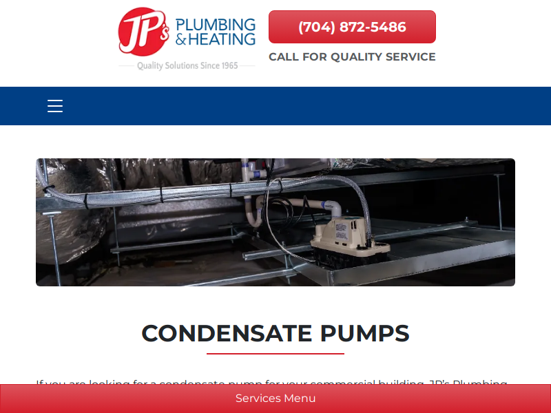 JP’s Plumbing and Heating • Commercial Services Condensate Pumps — JP
